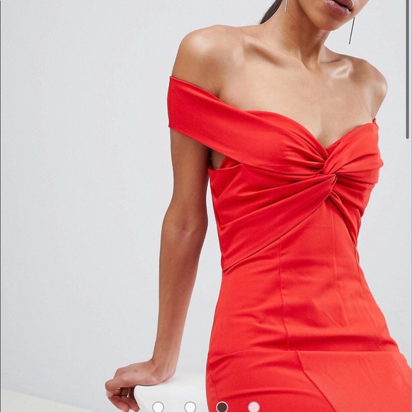 ASOS Jarlo Red Gown Bridesmaid Prom Dress 6 - Picture 5 of 6